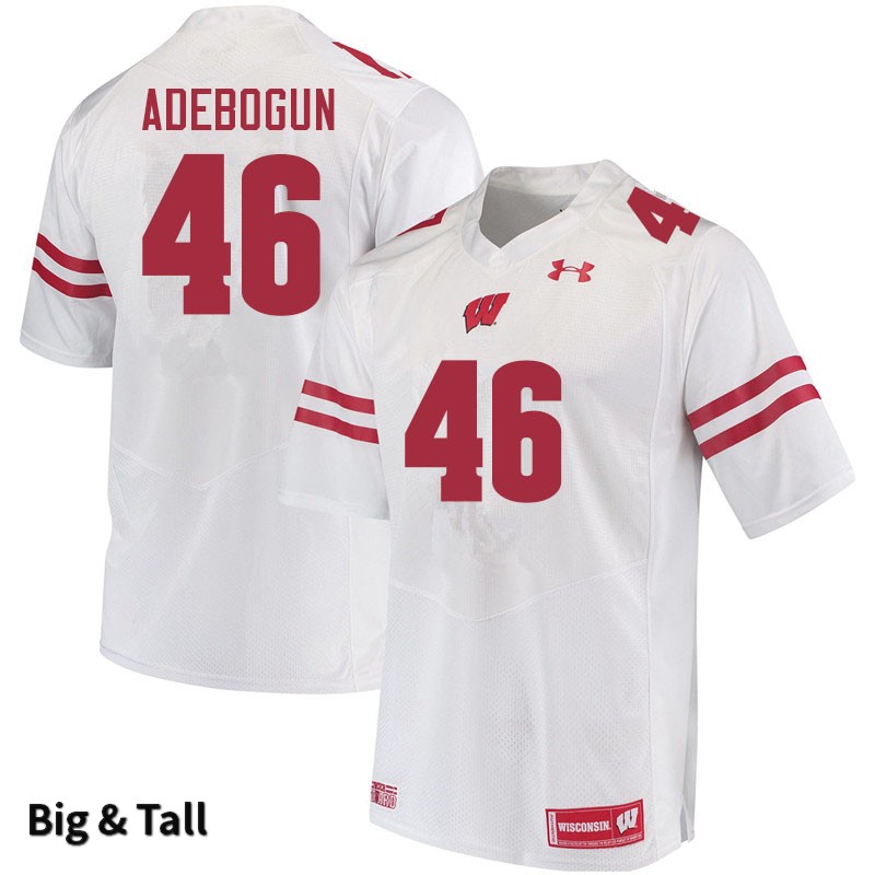 Wisconsin Badgers Men's #46 Ayo Adebogun NCAA Under Armour Authentic White Big & Tall College Stitched Football Jersey WX40H77IL